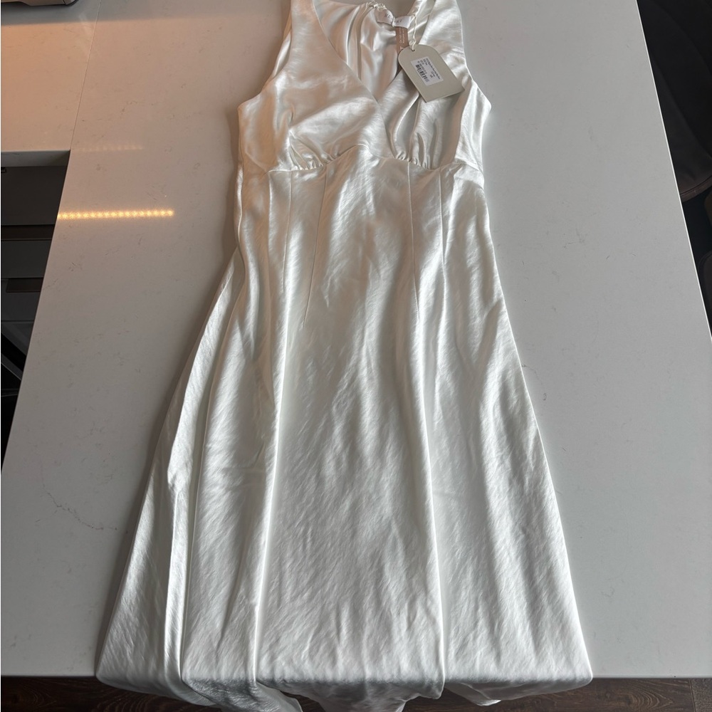 Meshki White Satin Maxi Dress